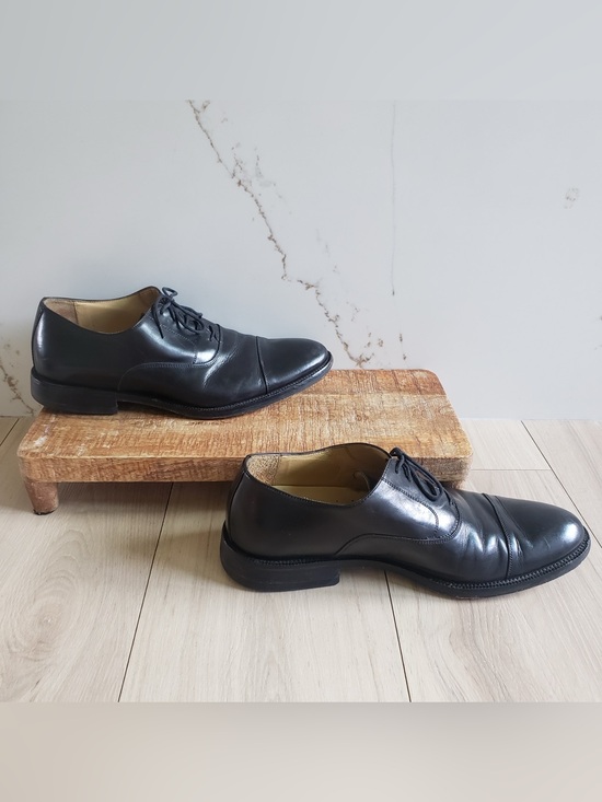 Men\'s Black Leather Lace-Up Dress Shoes Made in Italy Size 9.5
